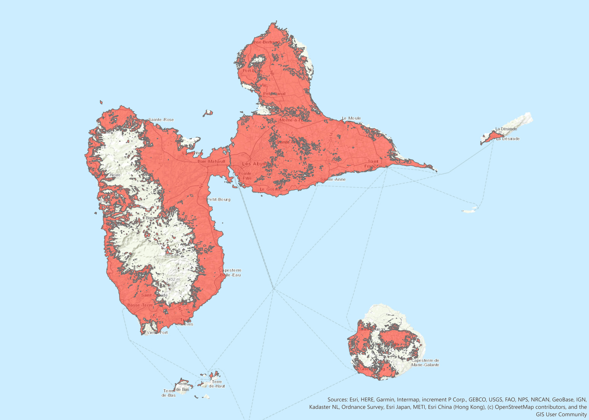 Carte de la Guadeloupe